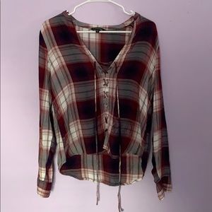 Express Lace up flannel top
